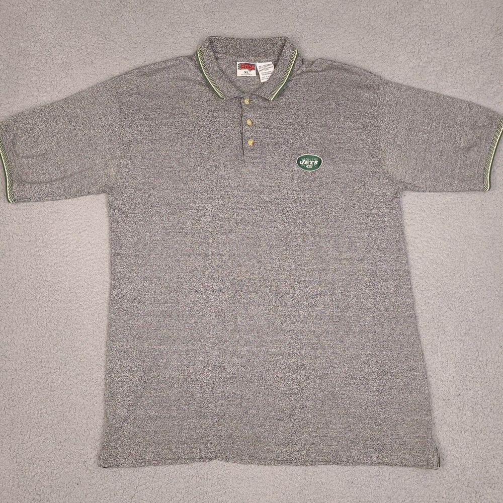 Vintage NY Jets Polo‎ Shirt Mens XL Gray 1998 Soft Cotton NFL Football The Edge